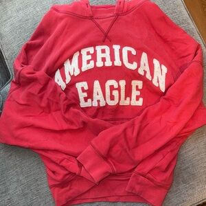 American Eagle Outfitters Red and White Crew Neck Sweater